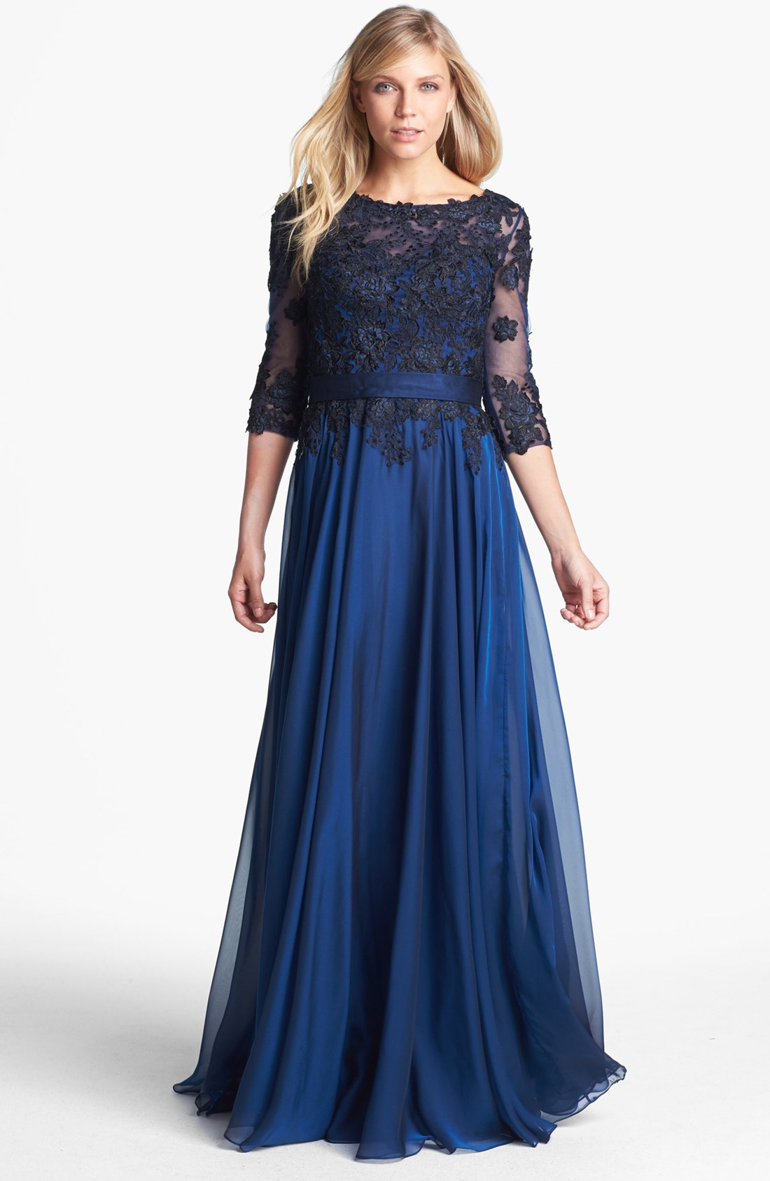 chiffon overlay lace dress