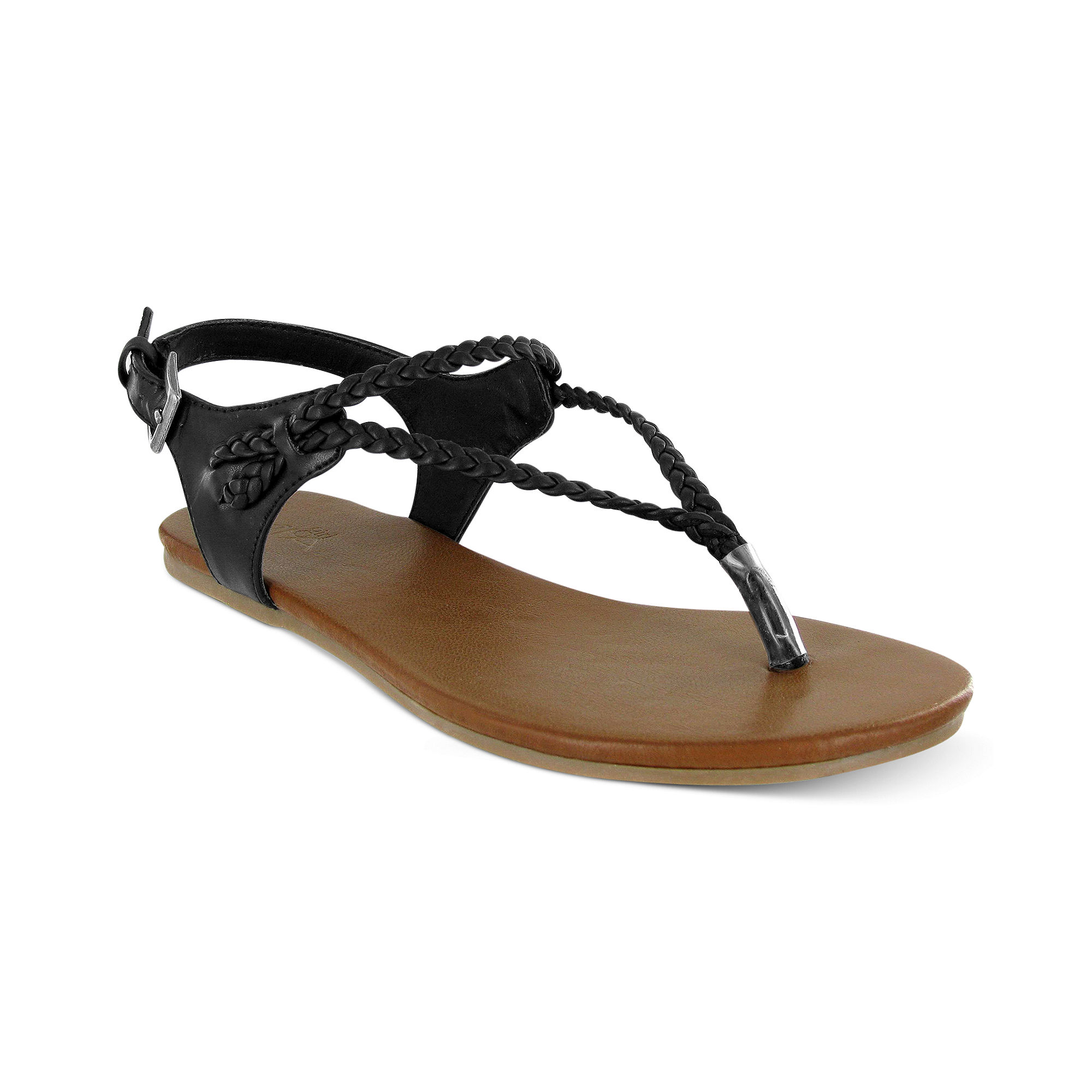 Lyst - Mia Joi Braided Flat Thong Sandals in Black