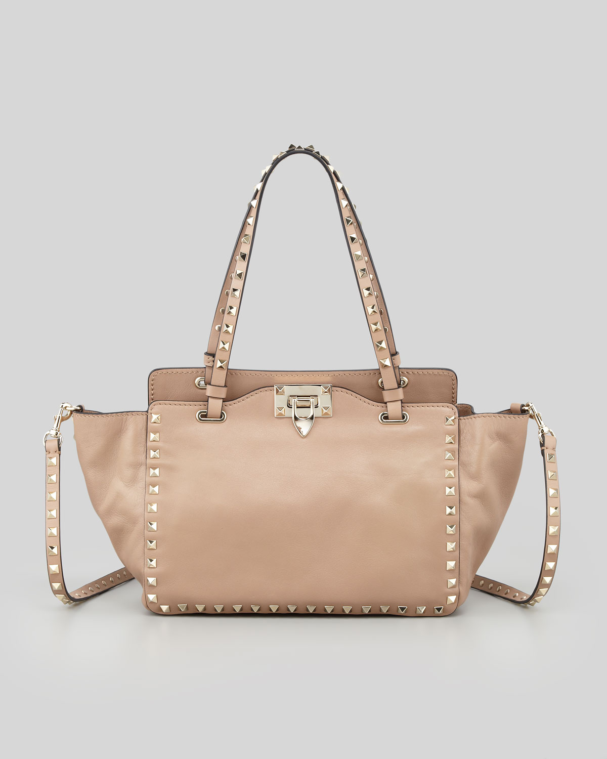 Lyst Valentino Rockstud Mini Tote Bag In Natural Gallery Previously Sold At Neiman Marcus Women S Valentino Rockstud Bags