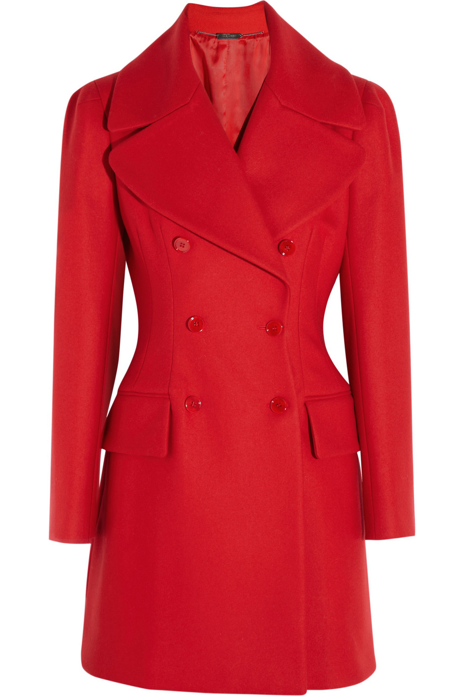 Lyst - Alexander mcqueen Wool and Cashmere blend Felt Coat in Red