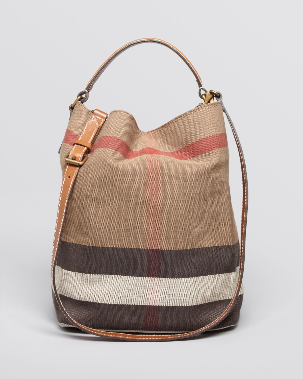 Lyst - Burberry Canvas Check Medium Ashby Hobo in Brown