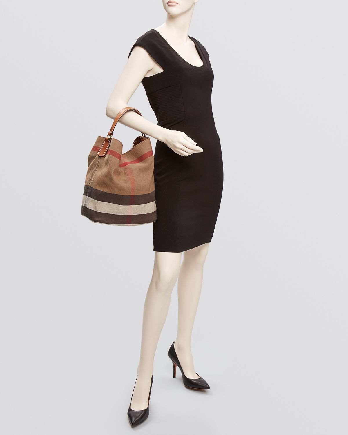 Lyst Burberry Canvas Check Medium Ashby Hobo In Brown