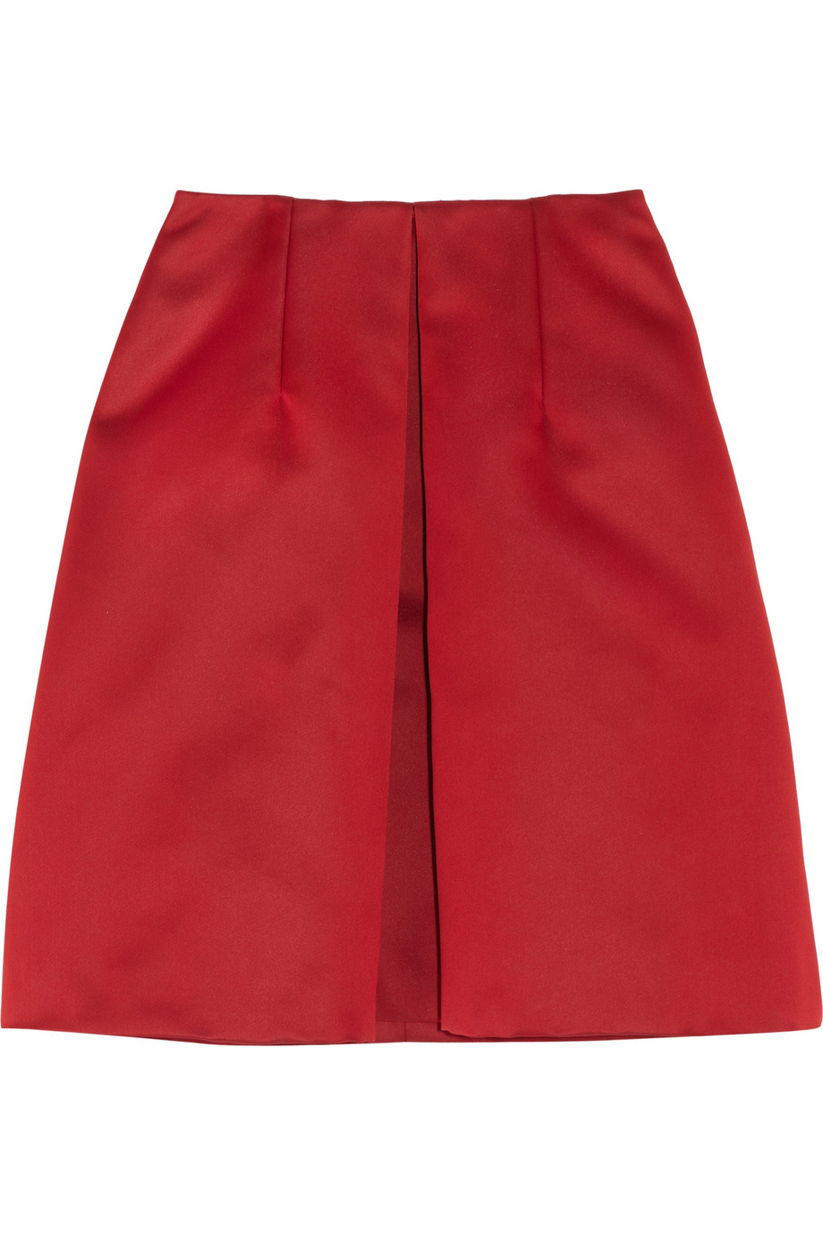 Carven Pleated Satin Skirt in Red | Lyst