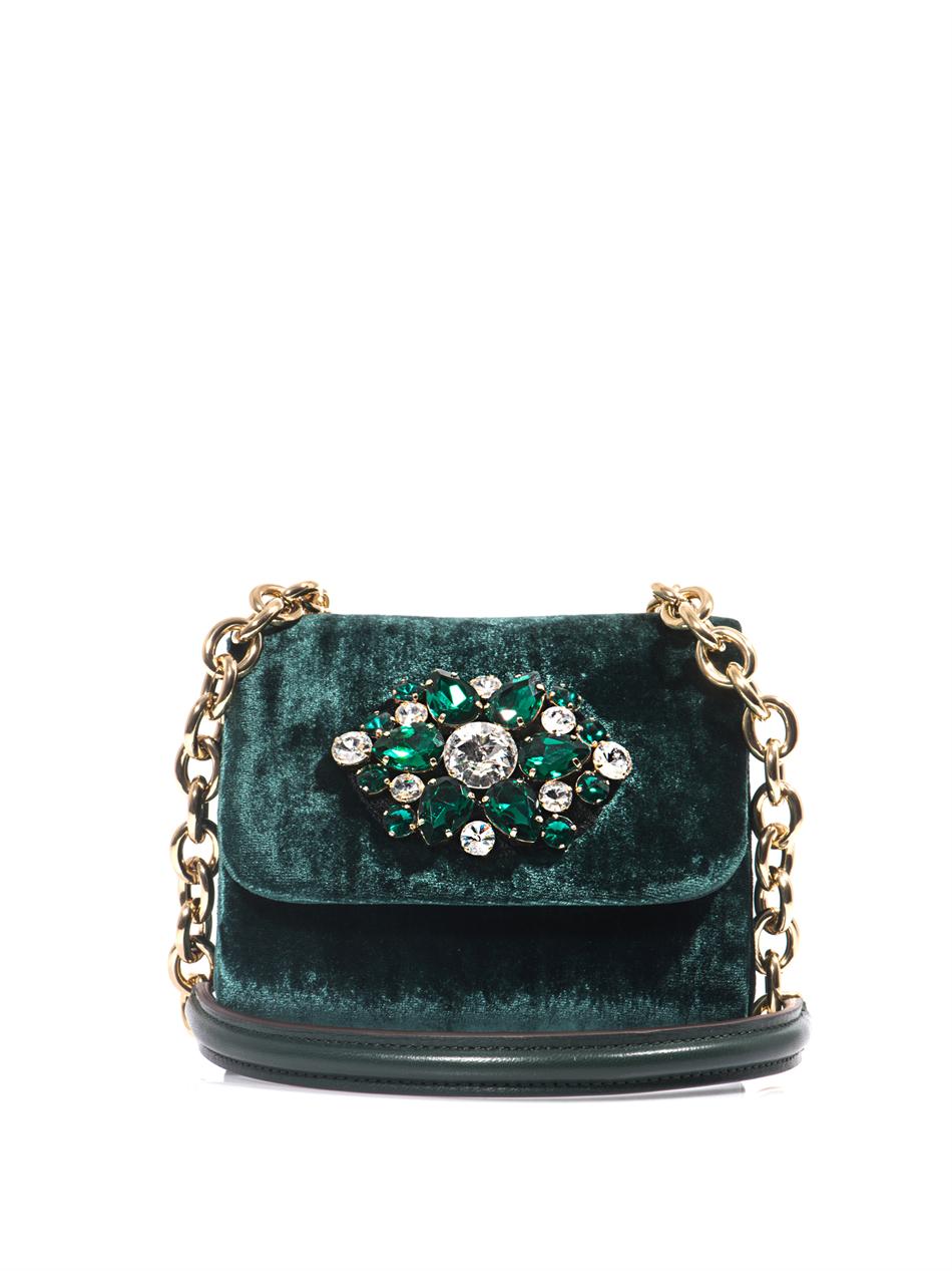 Dolce & gabbana Miss Charles Velvet Bag in Green | Lyst