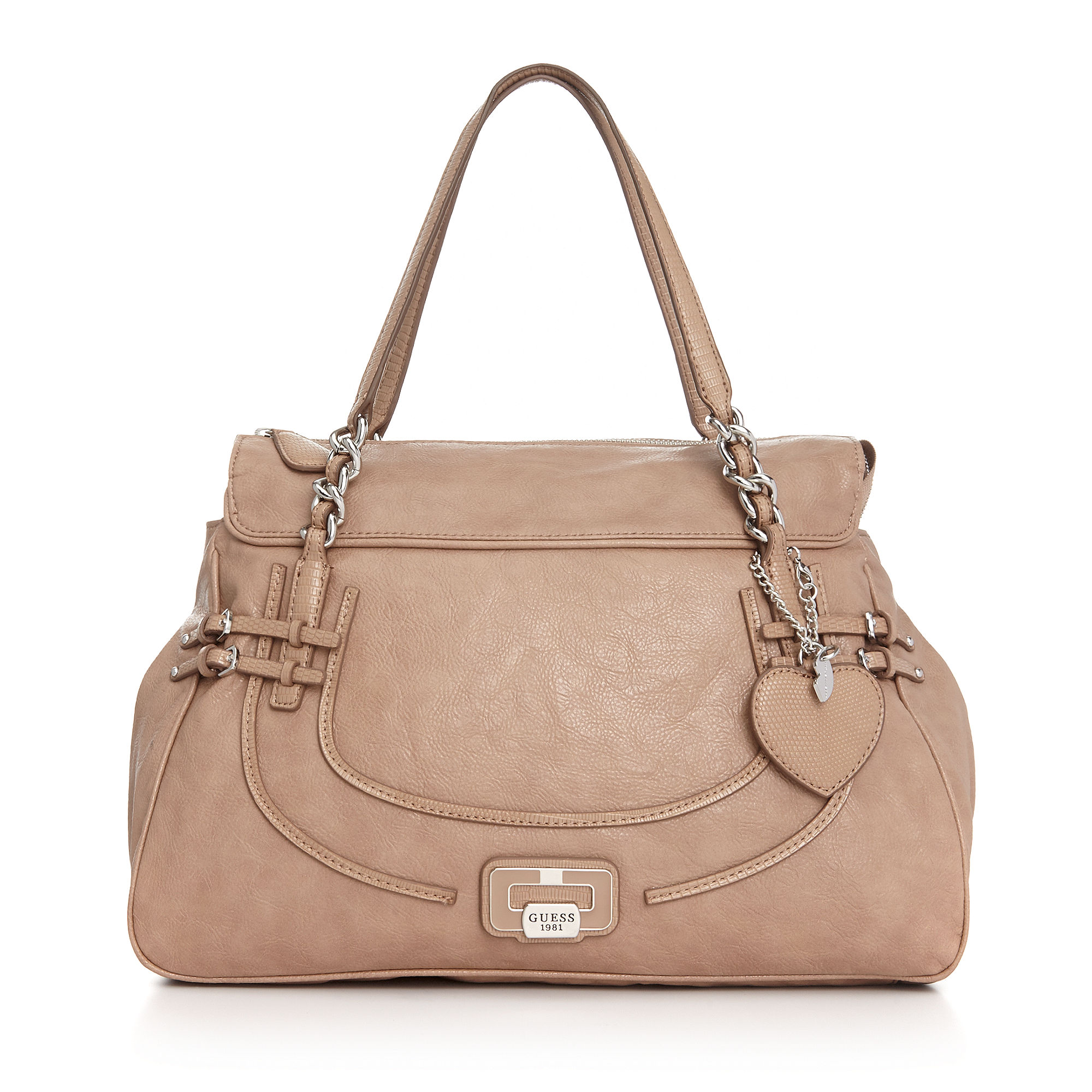 Guess Handbag Neeka Large Satchel in Natural | Lyst