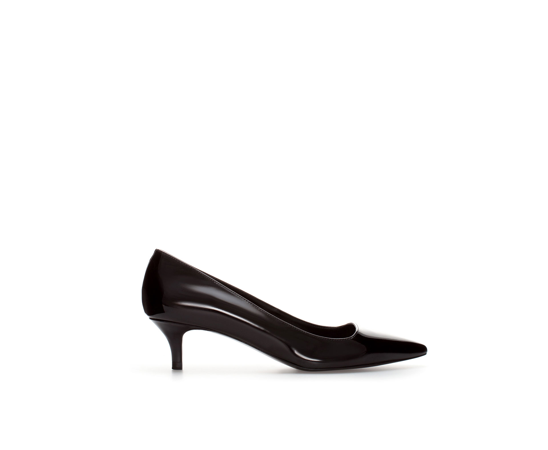 Zara Synthetic Patent Leather Court Shoe with Kitten Heel in Black | Lyst