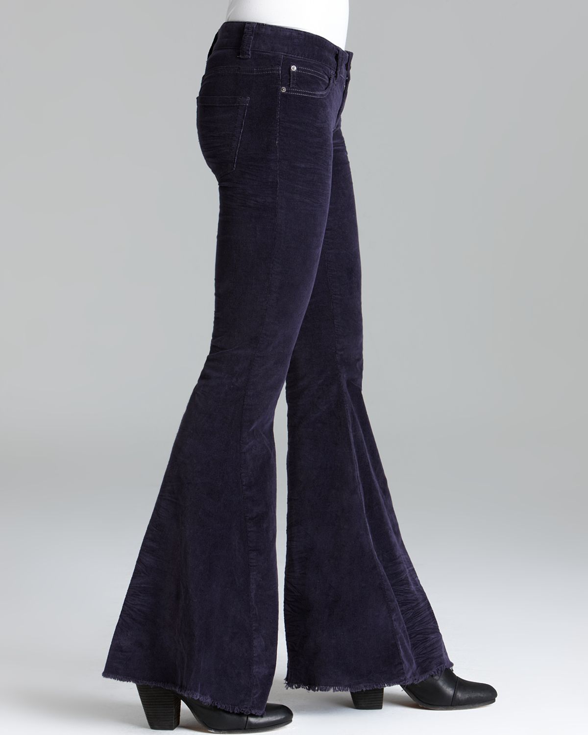 Lyst - Free People Jeans Super Stretch Cord Super Flare in Mulberry in Blue