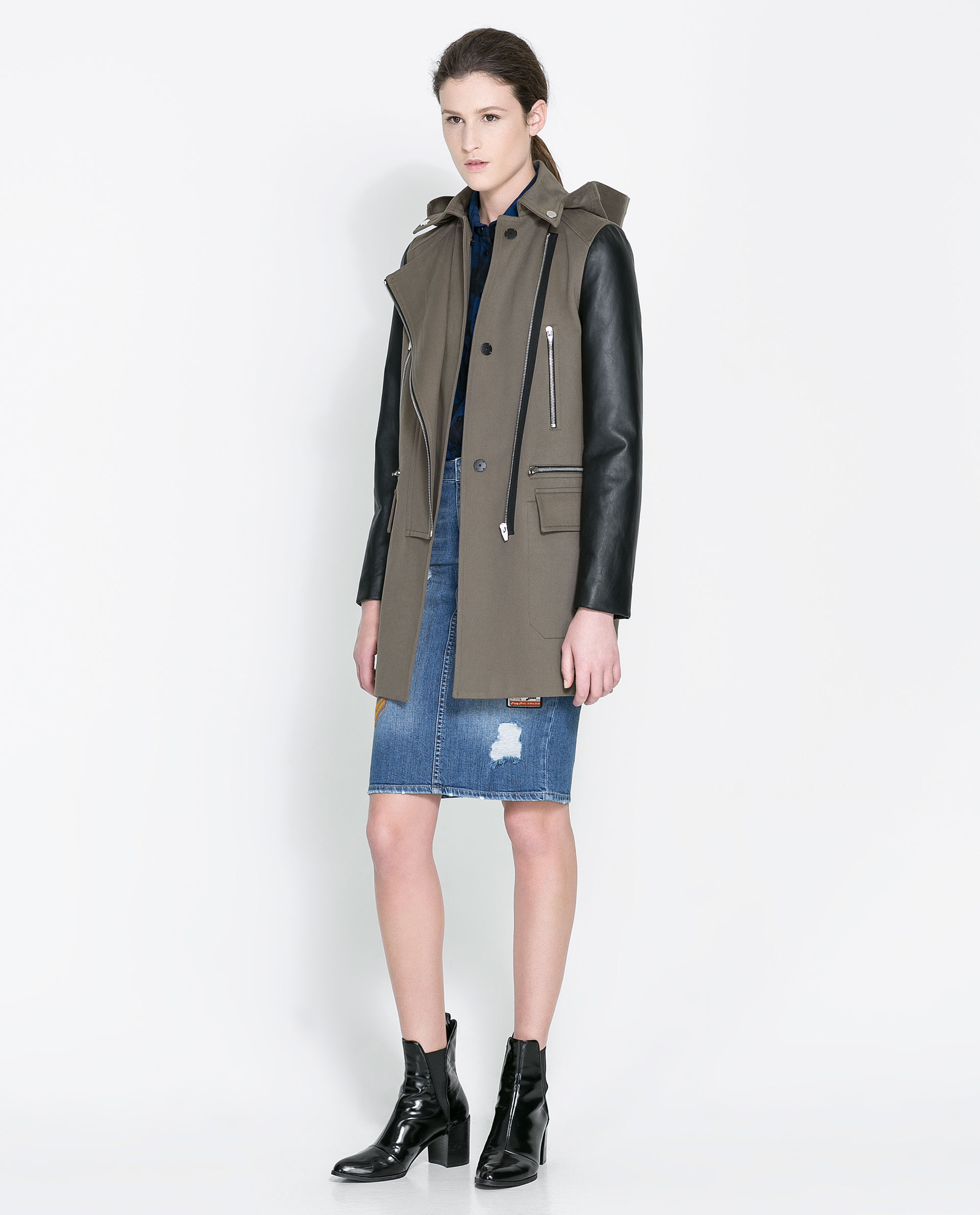 Leather Sleeve Coat Zara Leather Sleeve Coat Zara Re