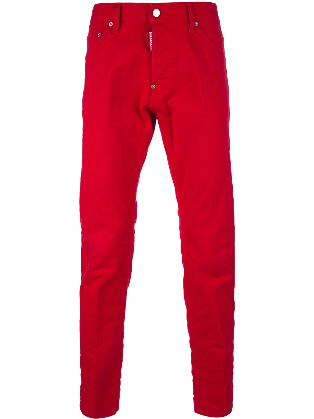 red straight leg trousers