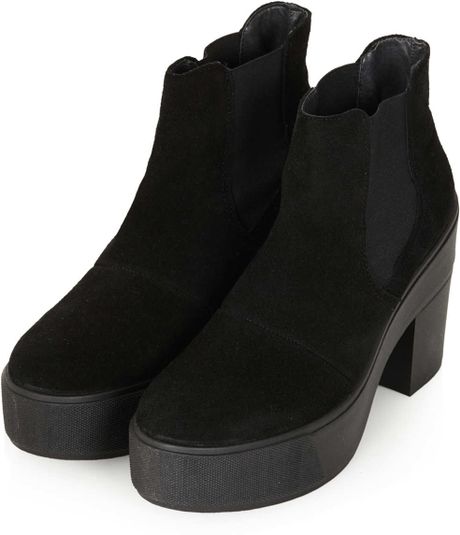 Topshop Anny Platform Chelsea Boots in Black | Lyst