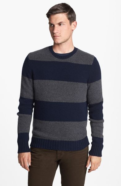 Vince Rugby Cashmere Crewneck Sweater in Gray for Men (Coastal Blue) | Lyst