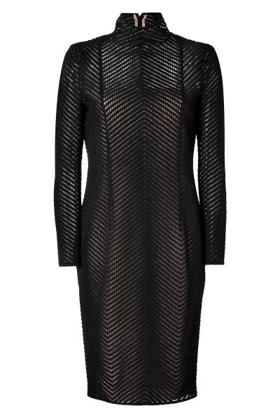 Akris Wool Blend Open Knit Dress in Black in Black | Lyst