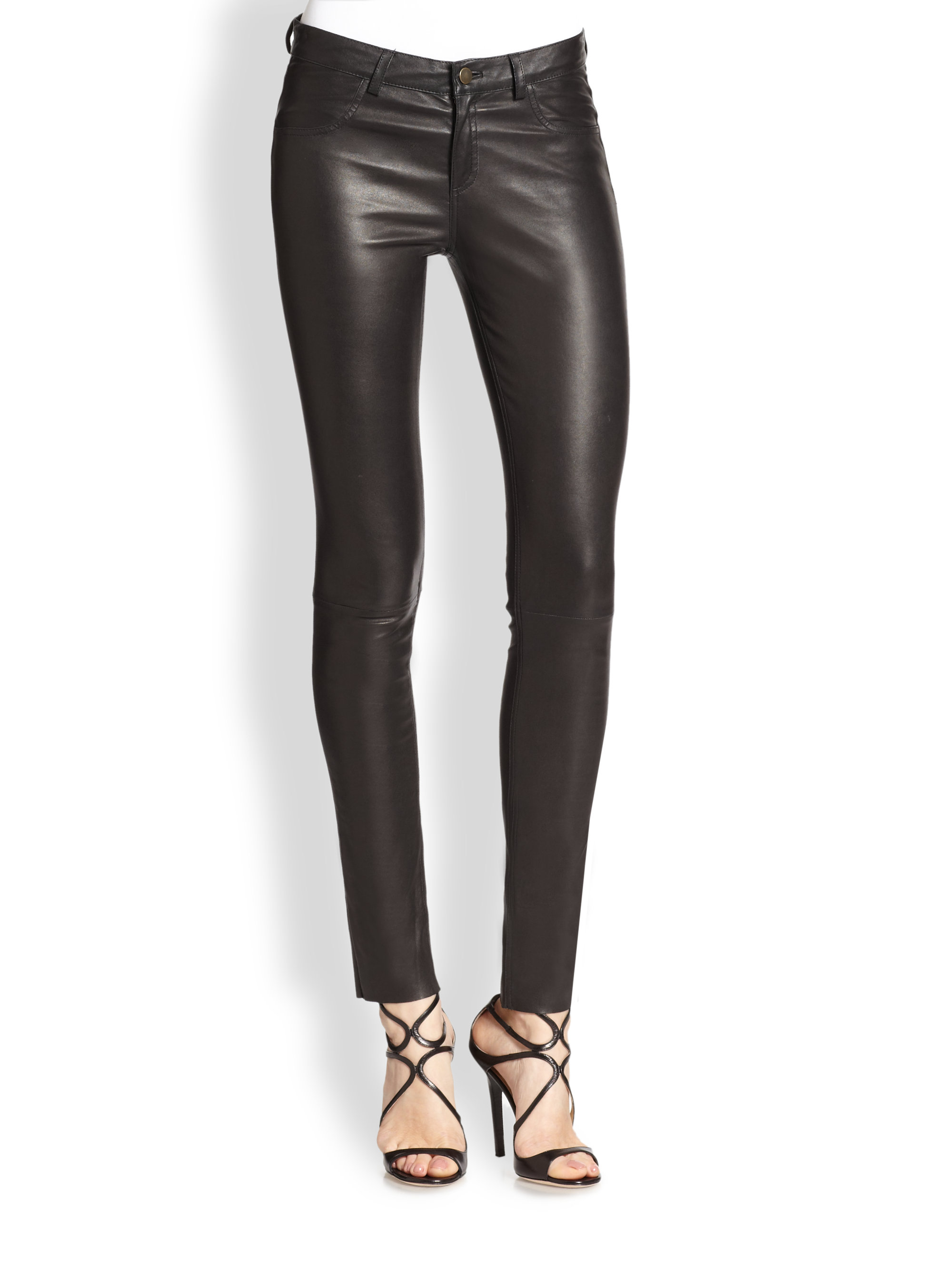 Haute Hippie Leather Skinny Ankle Pants in Black | Lyst