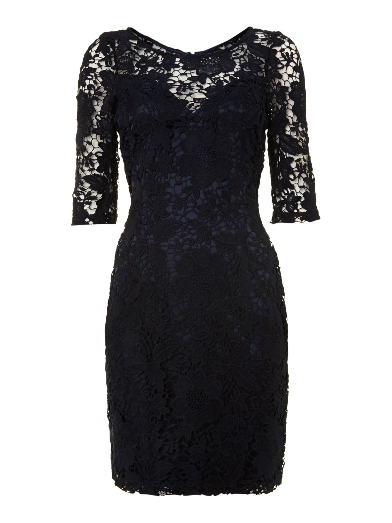 Lipsy Long Sleeved Lace Dress in Blue (Navy) | Lyst