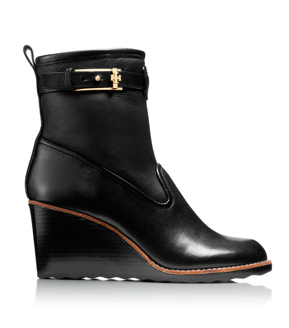 tory burch logo wedge bootie