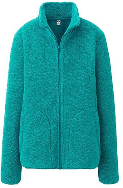 Uniqlo Fluffy Fleece Full Zip Long Sleeve Jacket in Green | Lyst
