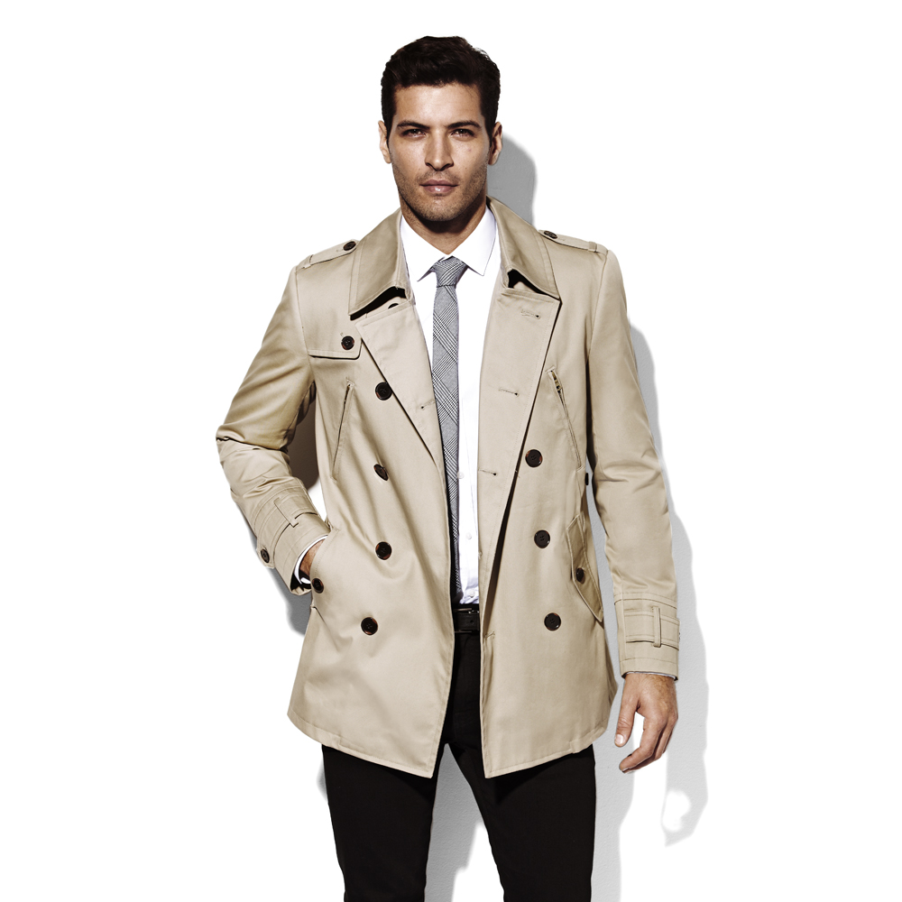 Vince Camuto Double Breasted Trench Coat in Khaki for Men | Lyst