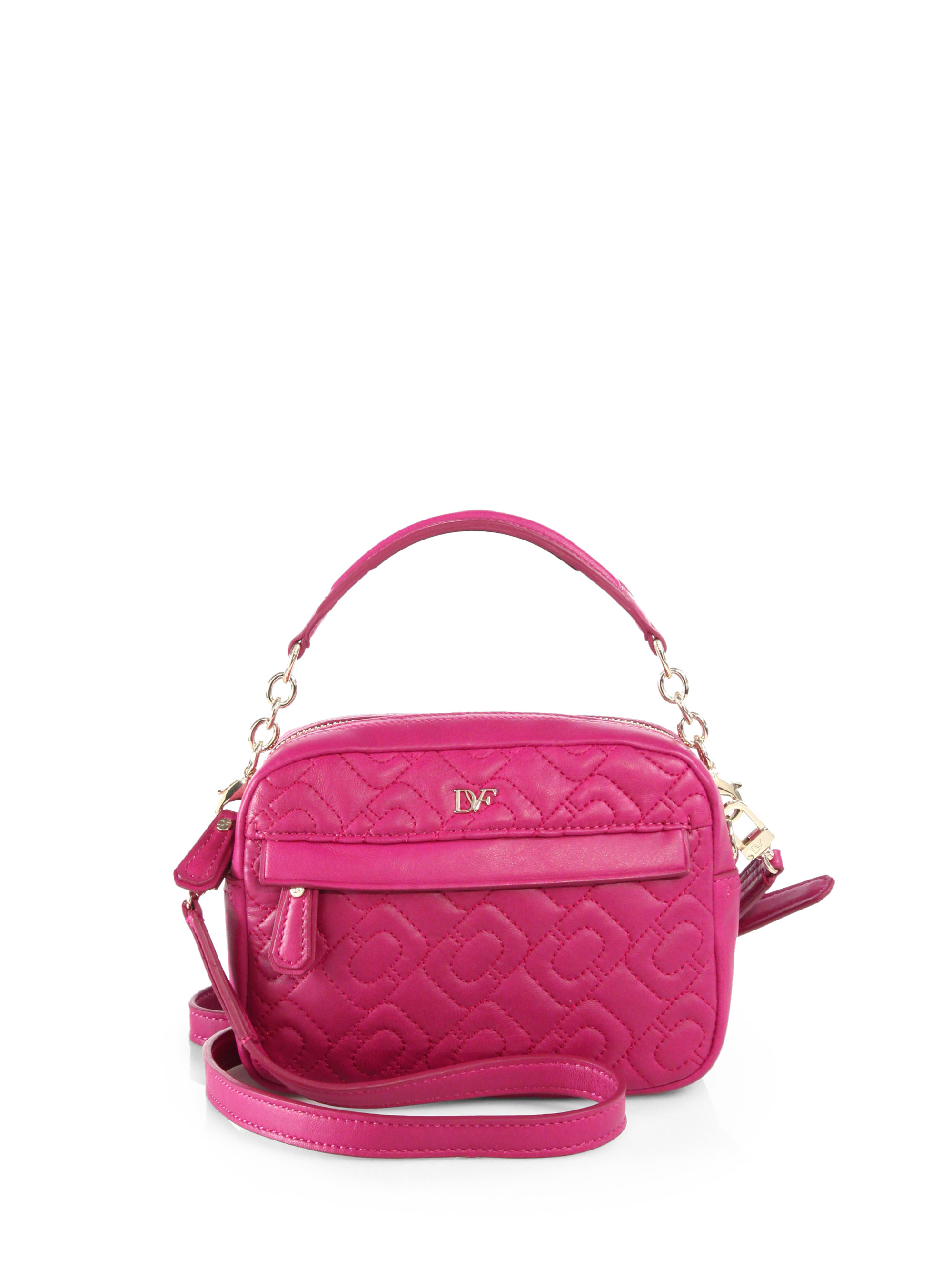 Diane Von Furstenberg Milo Mini Quilted Leather Crossbody Bag in Pink ...