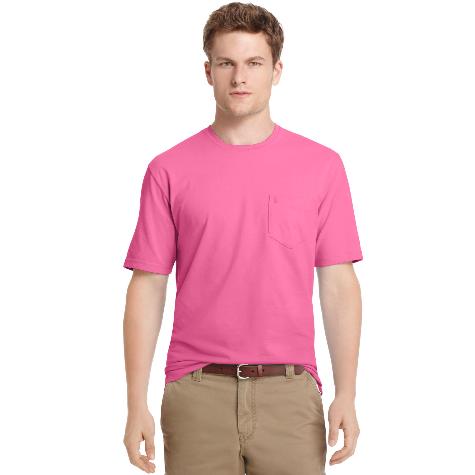 Izod Shirt Solid Crew Neck Tshirt in Pink for Men | Lyst