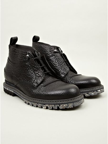 Lanvin Mens Grain Calfskin Leather Chunky Sole Boots in Black for Men ...