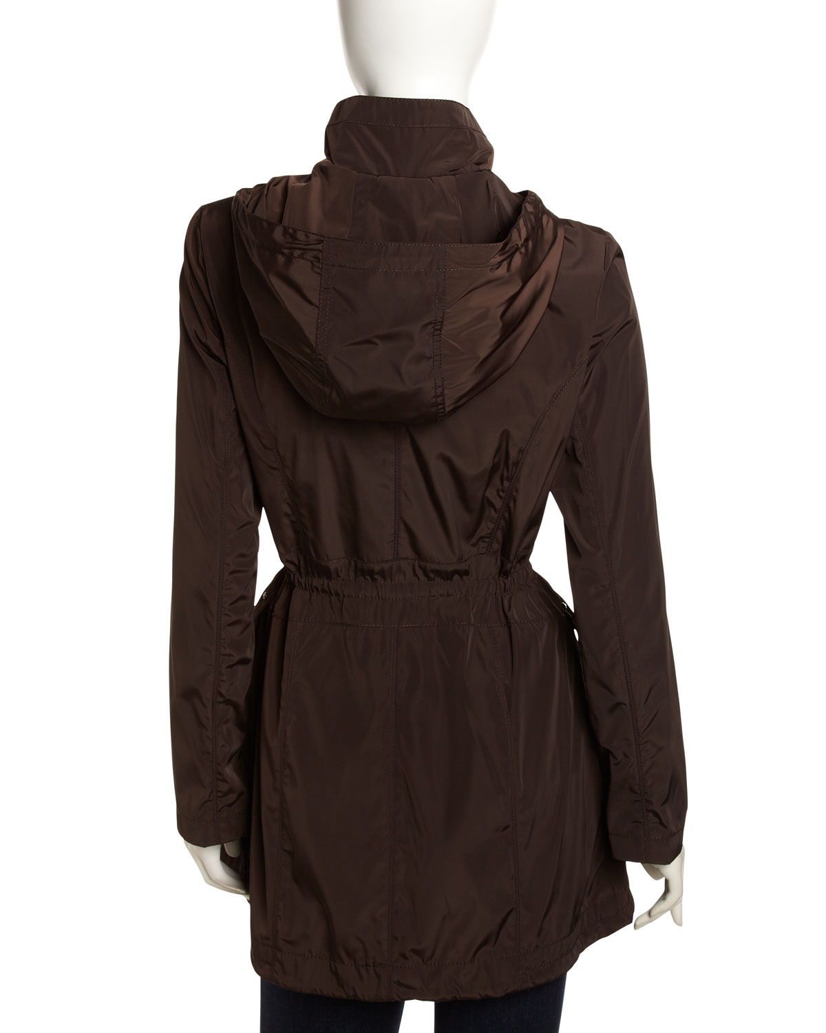 Laundry by shelli segal Packable Long Anorak Rain Jacket Xl in Brown Lyst