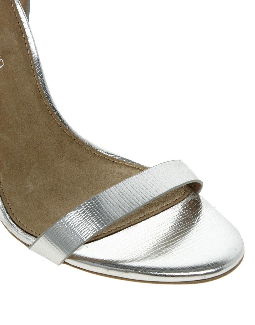 silver barely there heeled sandals