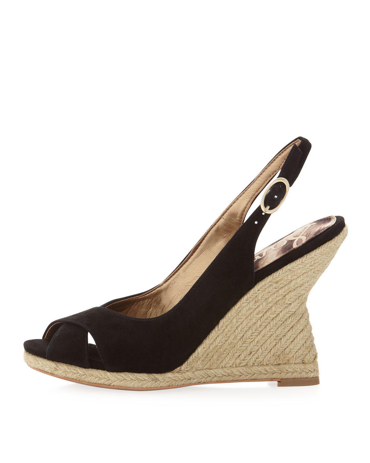 Lyst - Sam Edelman Arianna Suede Raffia Wedge Slingback Black in Black