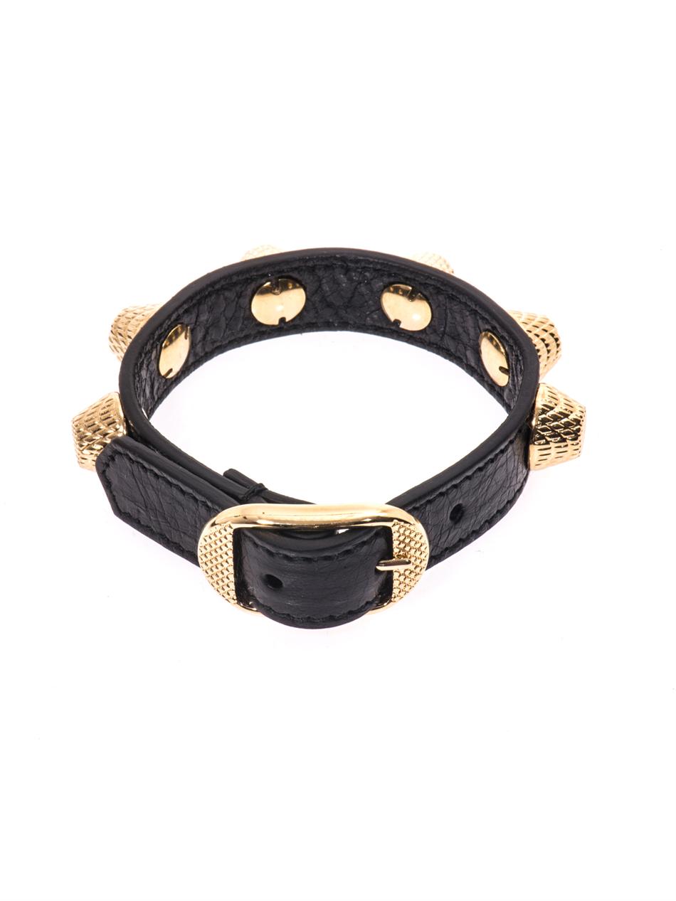 Lyst Balenciaga Arena Studded Leather Bracelet In Metallic Gallery