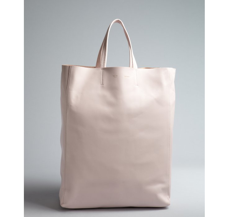 celine purse outlet - Cline Pale Pink Dual Handle Leather Shopping Tote in White (pink ...