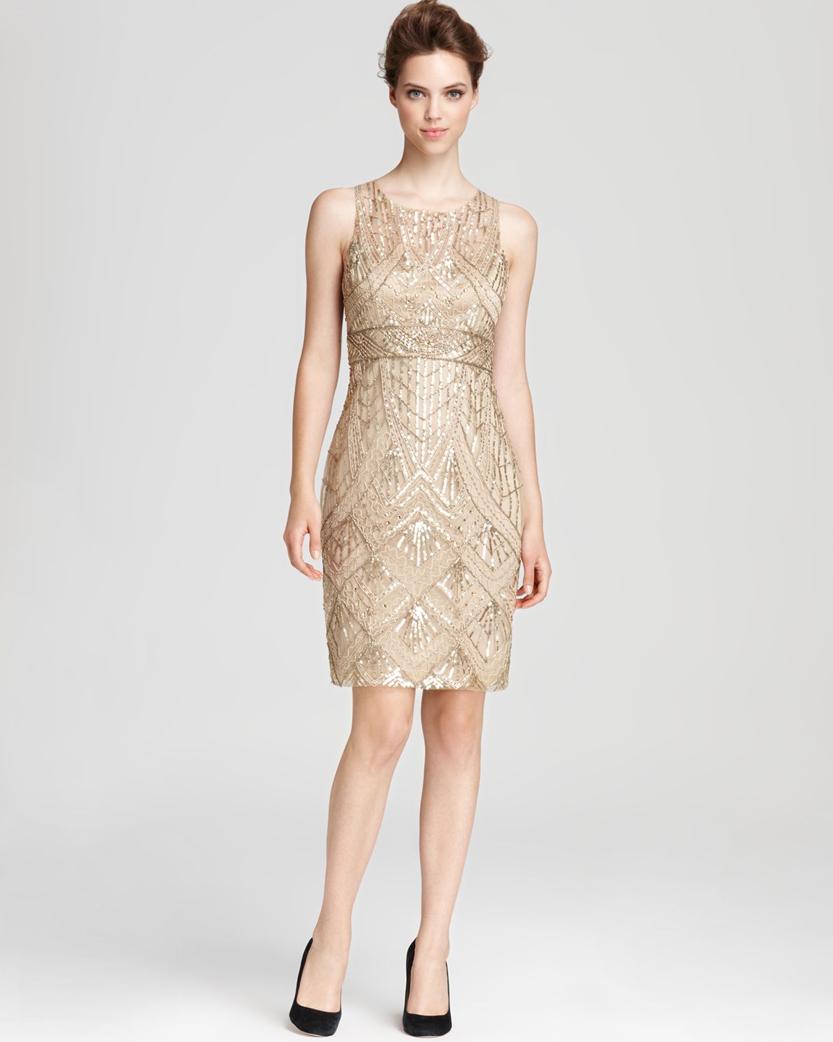 Lyst Sue Wong Dress Beaded In Natural Gallery