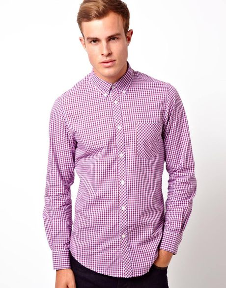 Ben Sherman Shirt Button Down Penny Collar in Purple for Men (Red) | Lyst