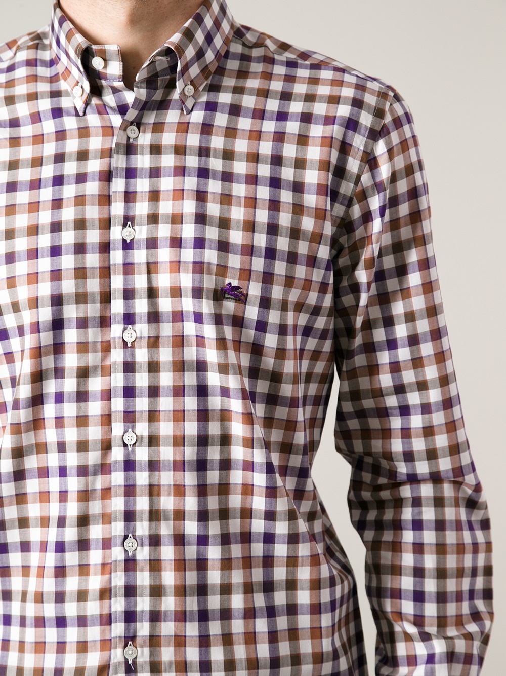 Etro Checked Dress Shirt in Brown for Men Lyst
