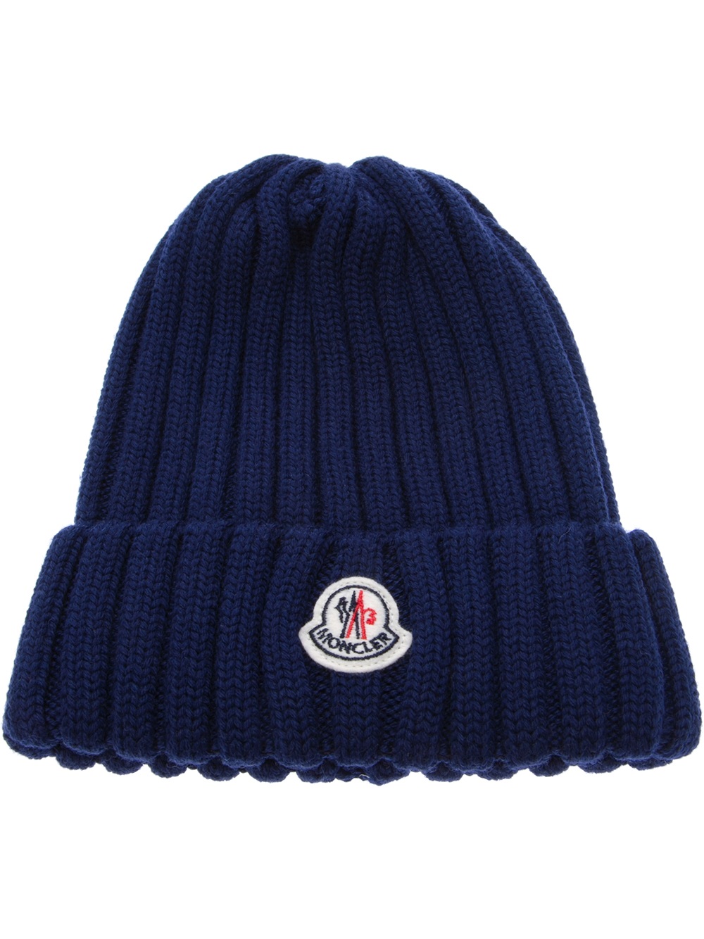 Moncler Wool Ribbed Knit Beanie Hat in Blue for Men | Lyst