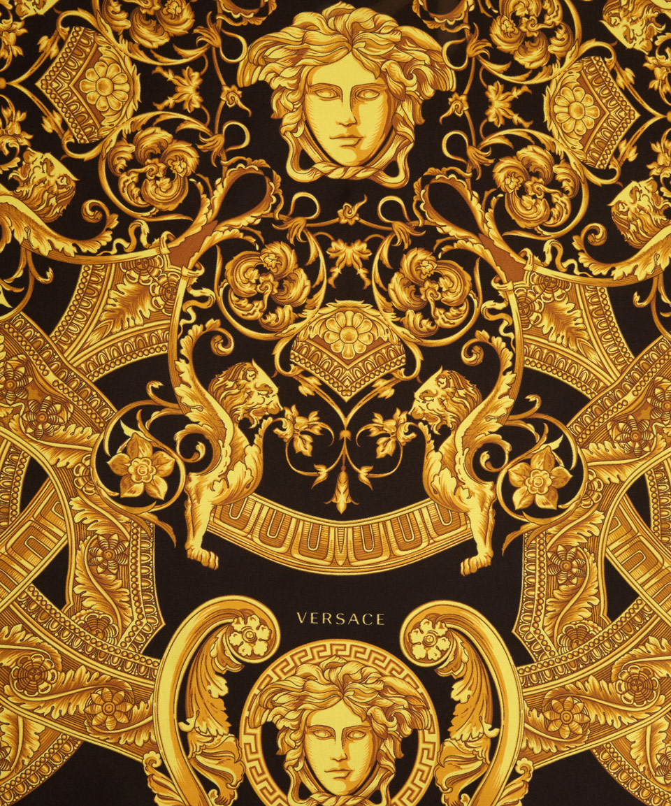 Versace Yellow Black and Gold Silk Scarf | Versace wallpaper, Versace ...