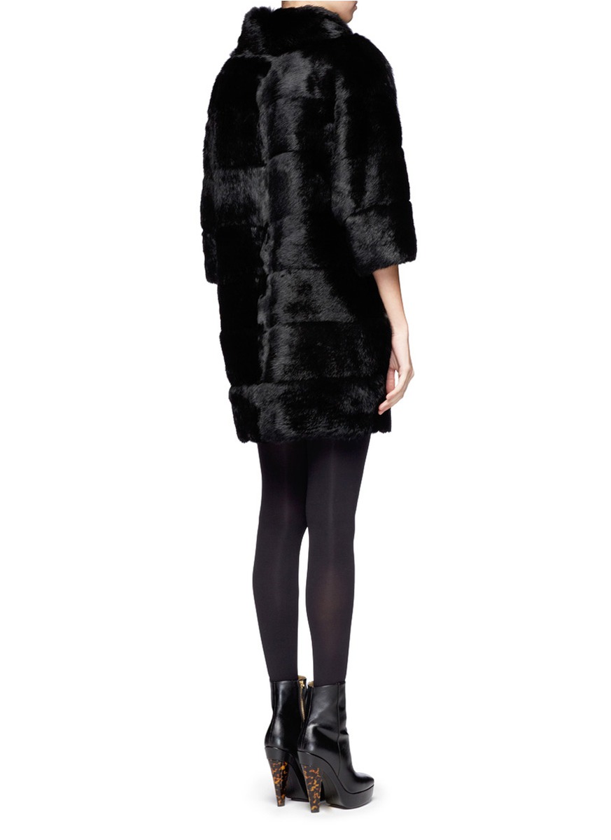 Lyst - Armani Rabbit Fur Long Coat in Black