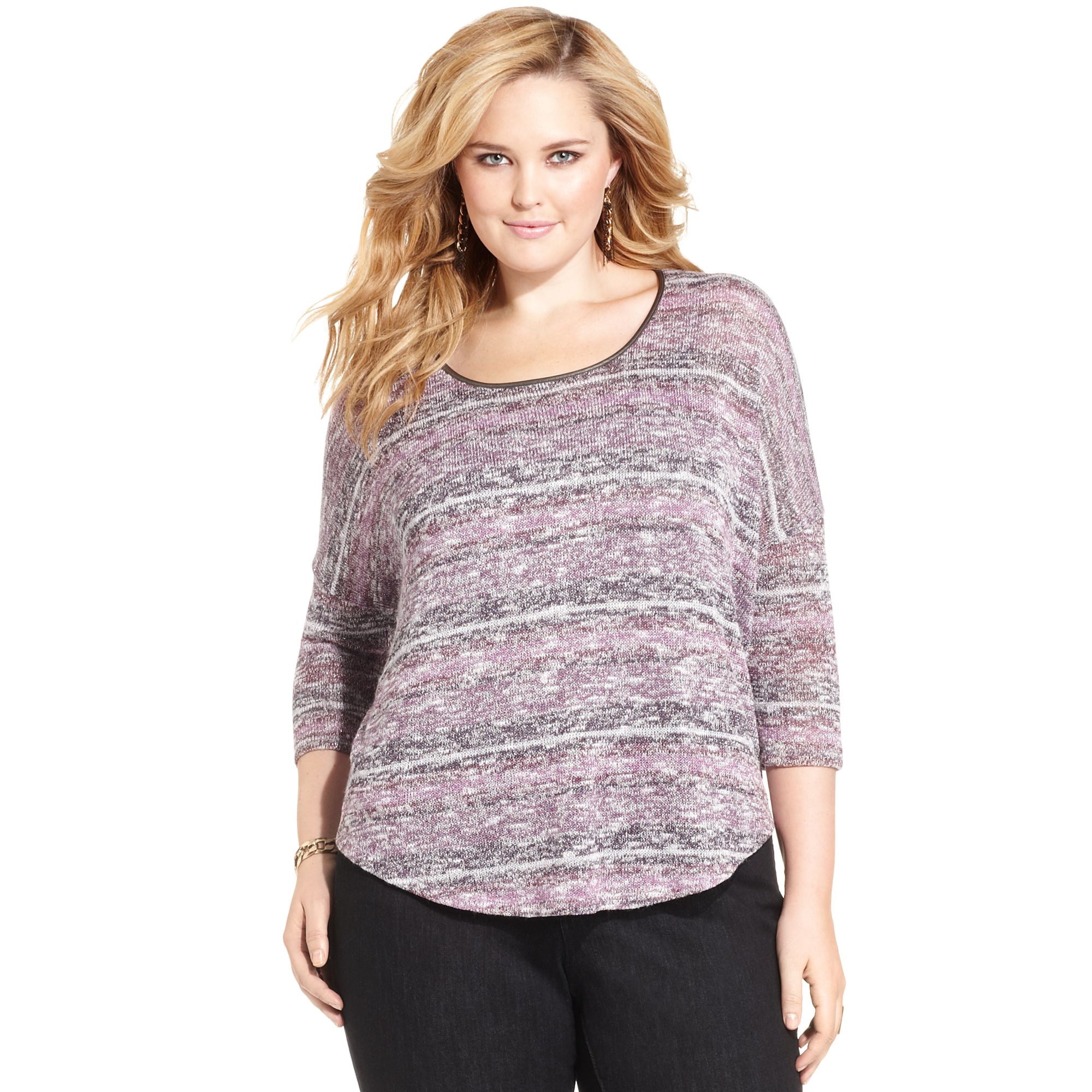 Jessica Simpson Three-quarter-sleeve Printed in Purple (Purple Multi ...