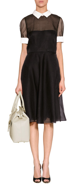 Lyst - Valentino Textured Silk Midi Dress in Black