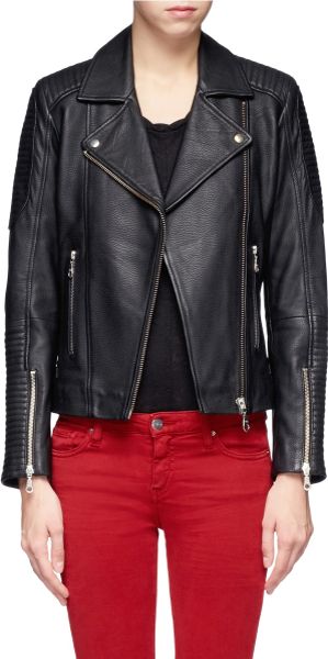 Whistles Patti Leather Biker Jacket in Black | Lyst