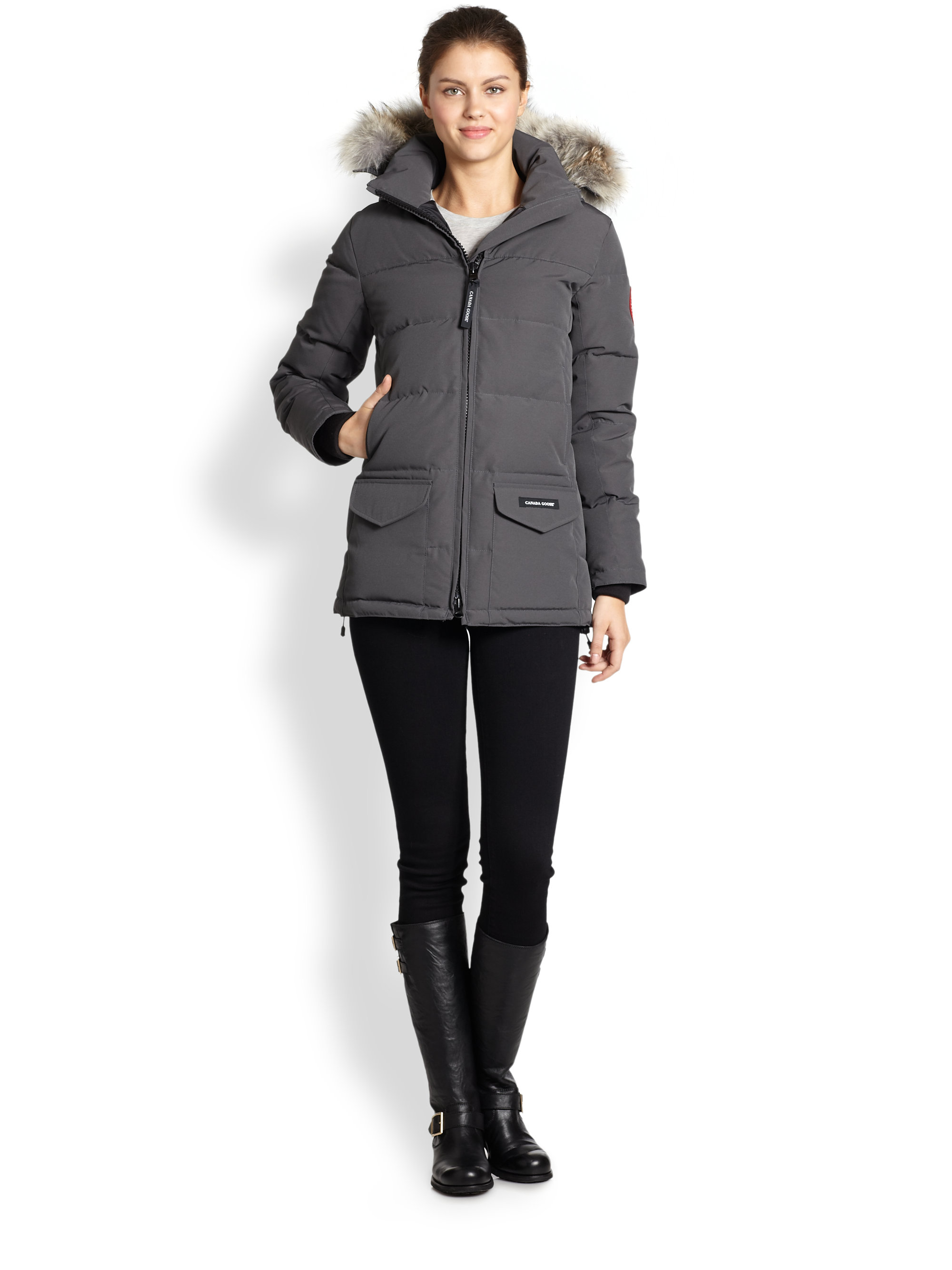 Canada goose Fur-trimmed Down-filled Solaris Puffer Jacket in Gray | Lyst