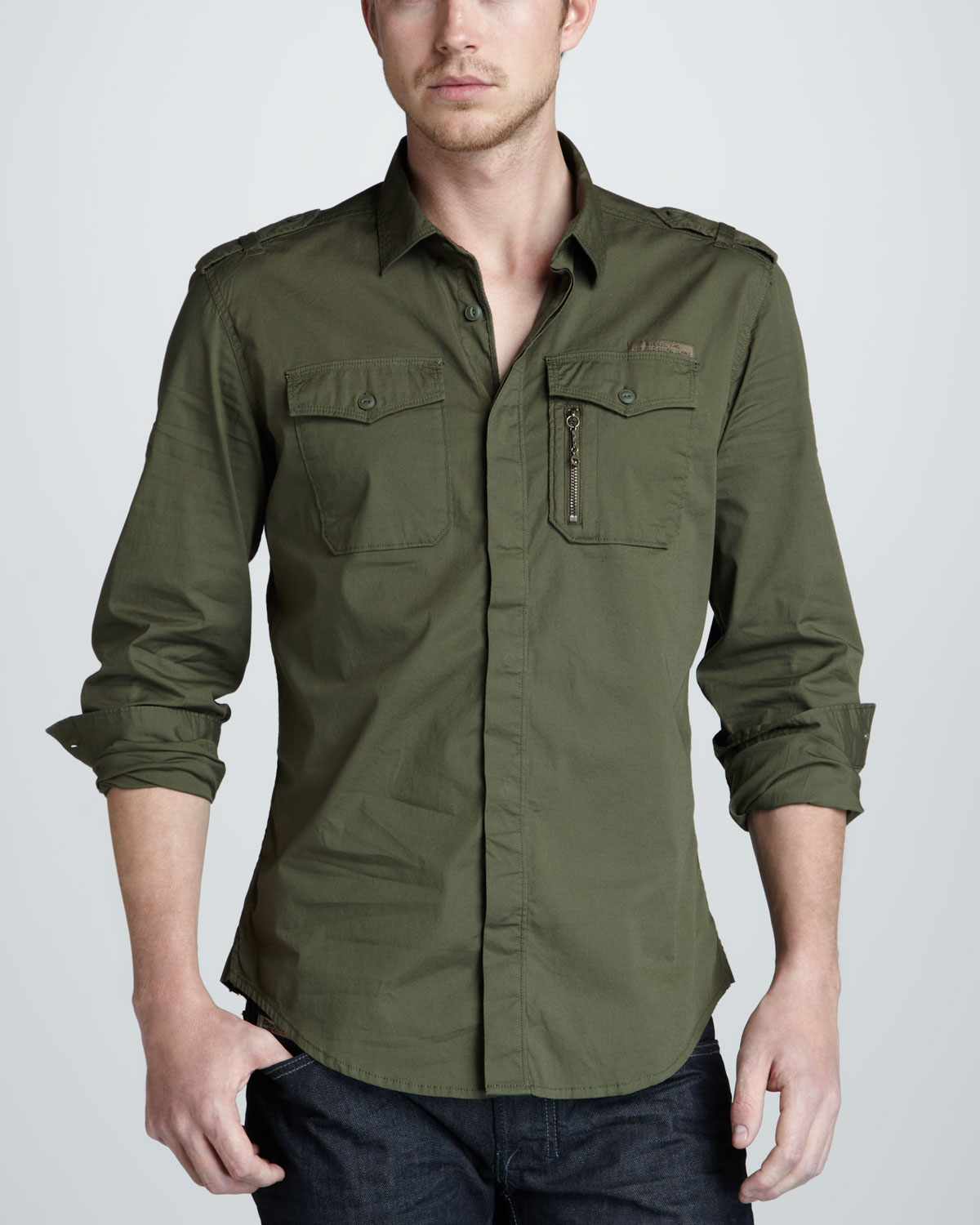 Lyst - Diesel Military Shirt in Green for Men