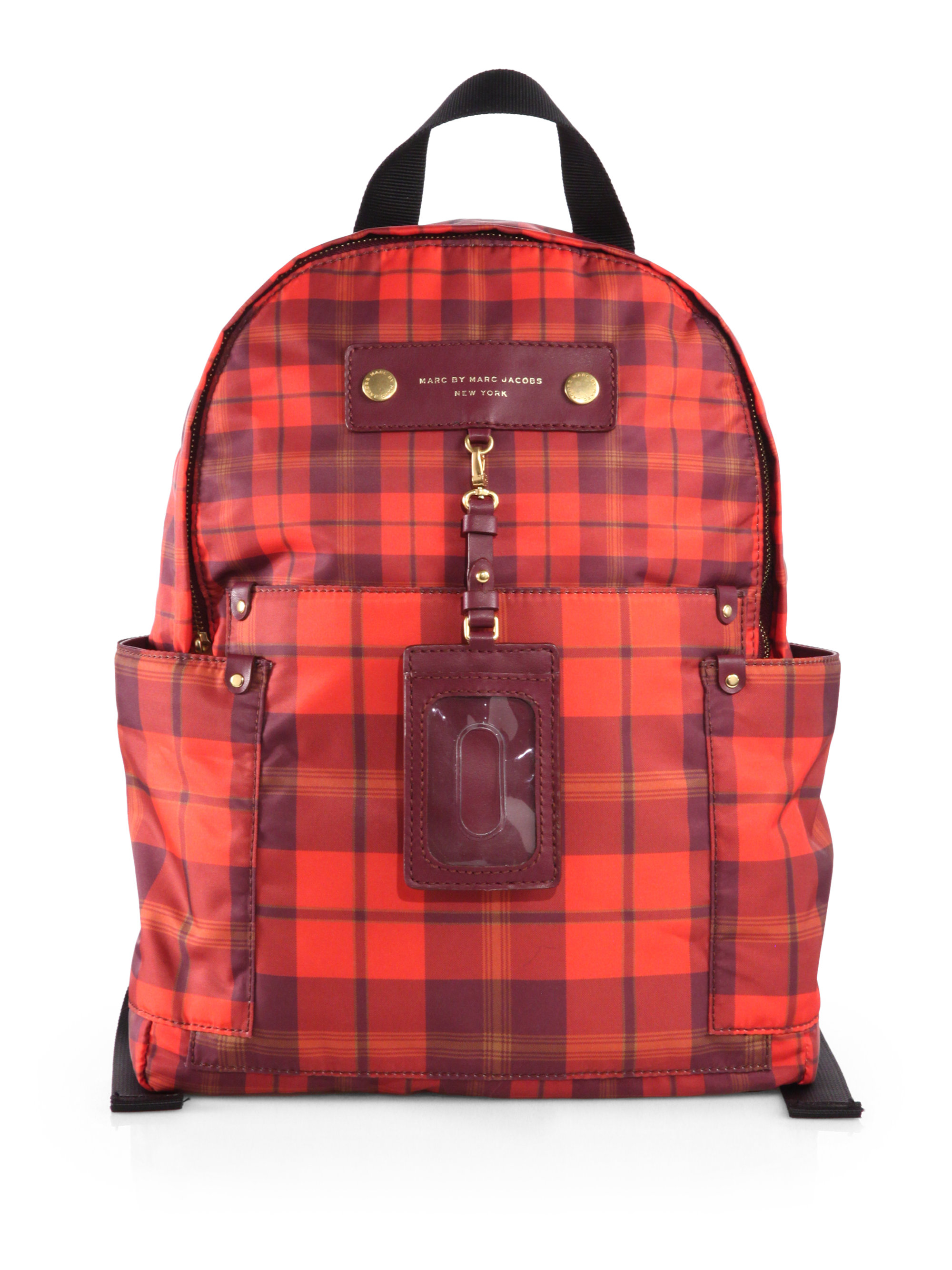 Marc by marc jacobs Plaid Nylon Backpack in Red | Lyst