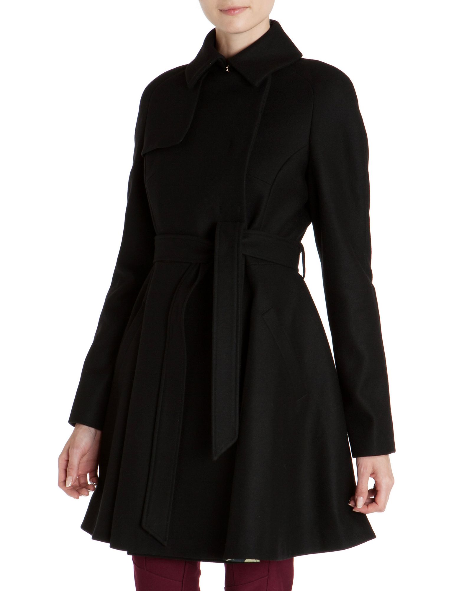 Ted baker Albine Wool Trench Coat in Black | Lyst