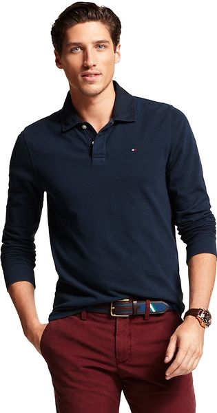 Tommy Hilfiger Long Sleeve Polo in Blue for Men (MALDIVES NAVY) | Lyst