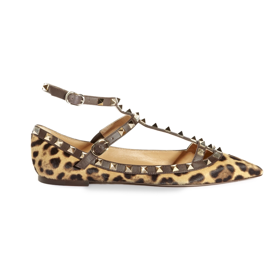 Valentino Leopard Rockstud Flats | Lyst