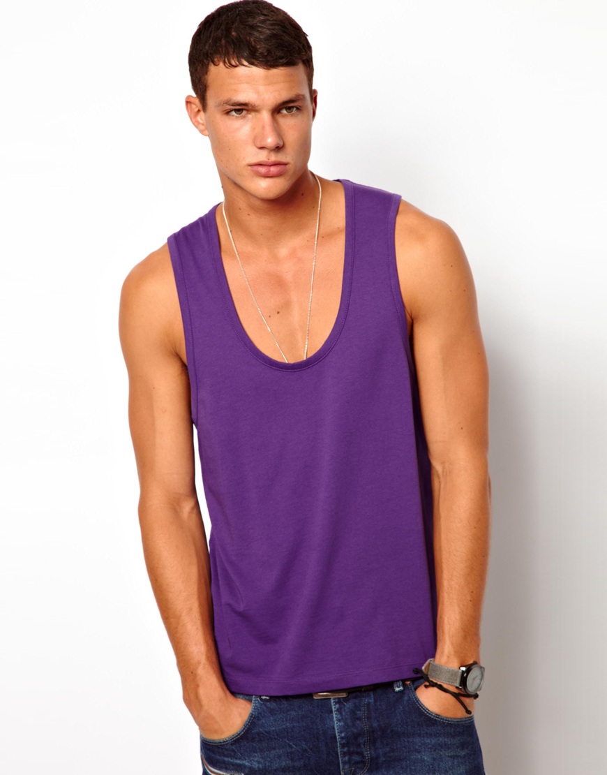 Lyst - Pepe jeans Asos Tank with Deep Scoop Neck in Purple for Men