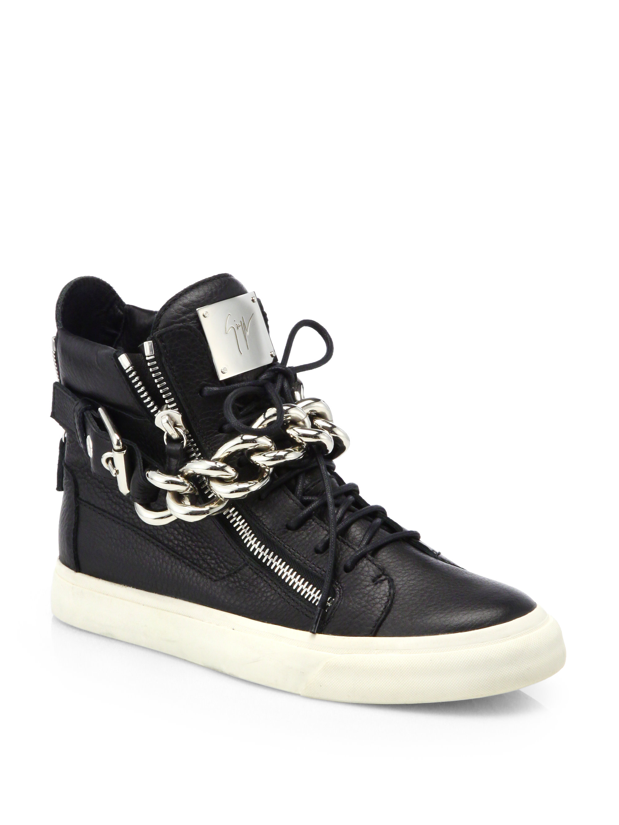 Lyst - Giuseppe Zanotti Silver Chain Hightop Sneakers in Black for Men