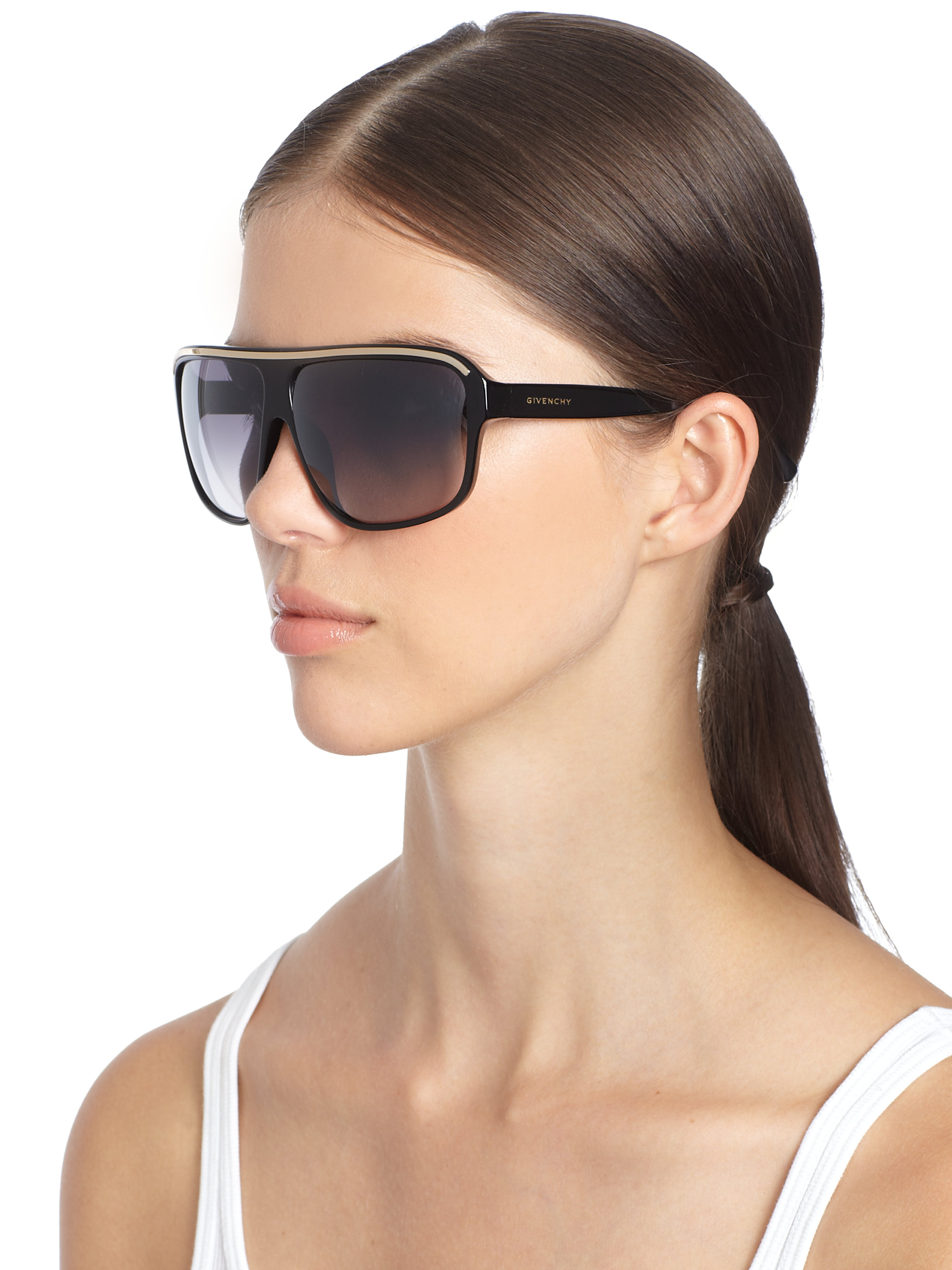 Givenchy Oversized Shield Square Sunglasses in Black | Lyst