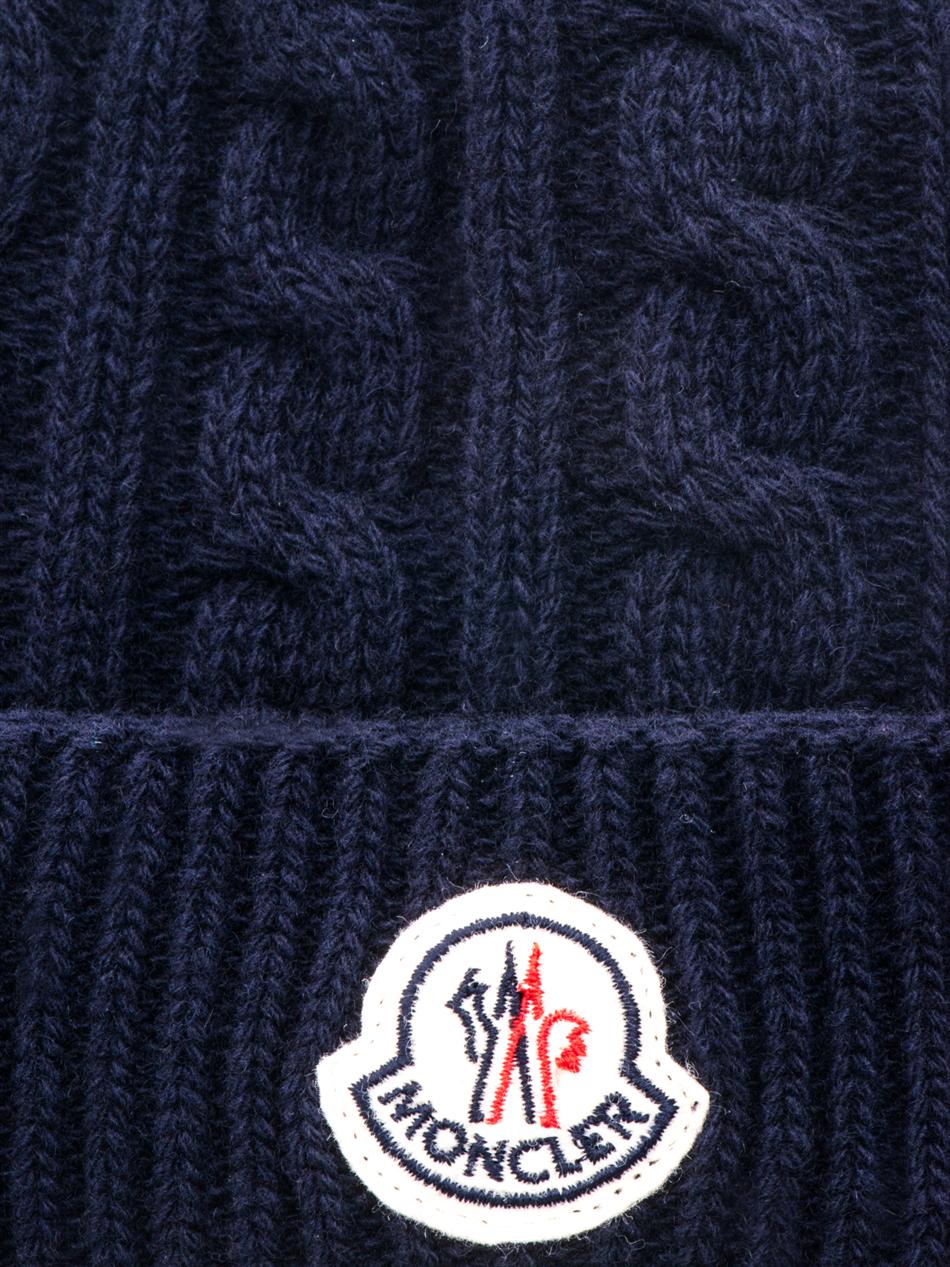 Lyst - Moncler Cableknit Beanie Hat in Blue for Men