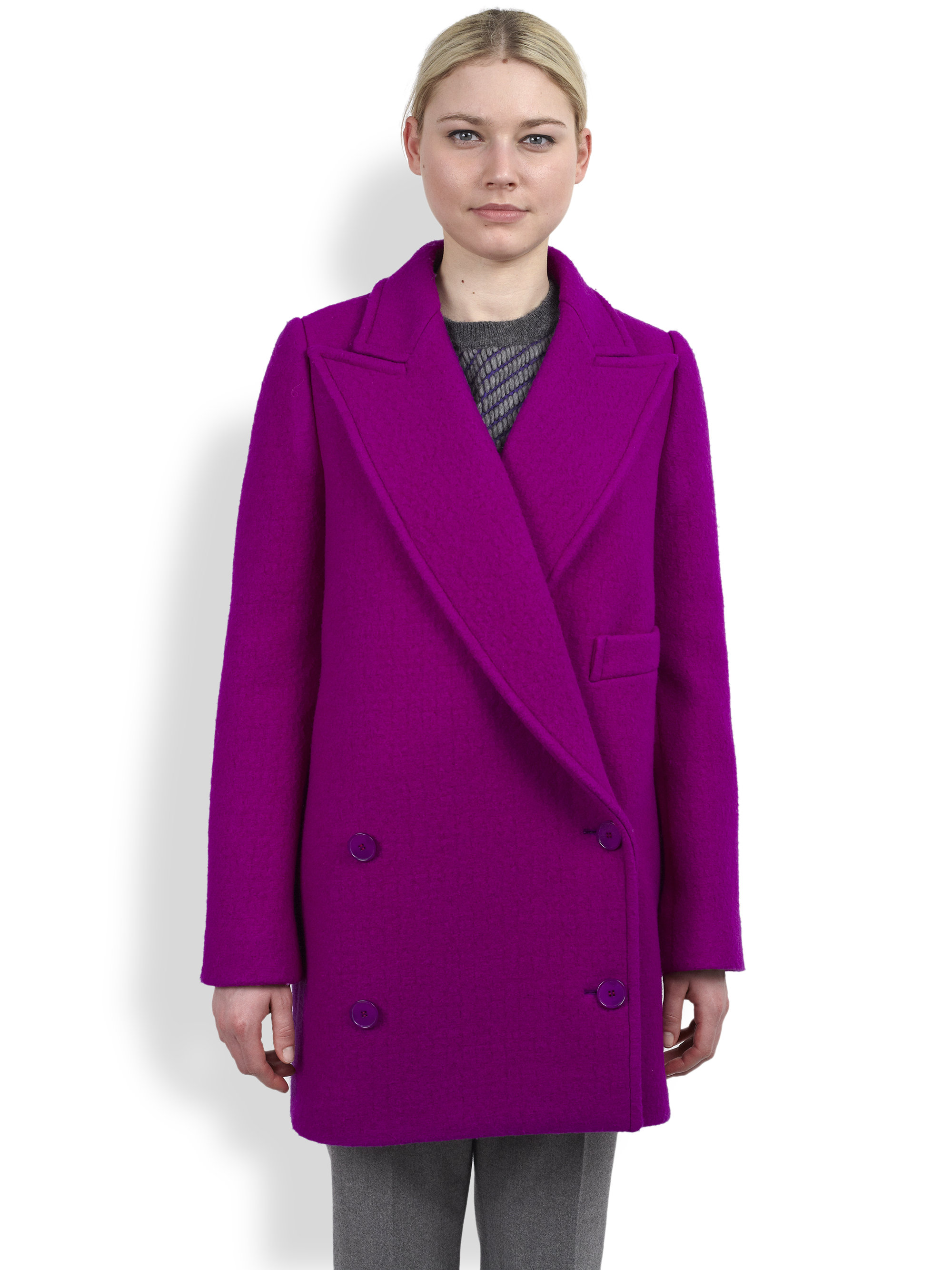 Lyst - Stella Mccartney Doublebreasted Wool Coat in Purple