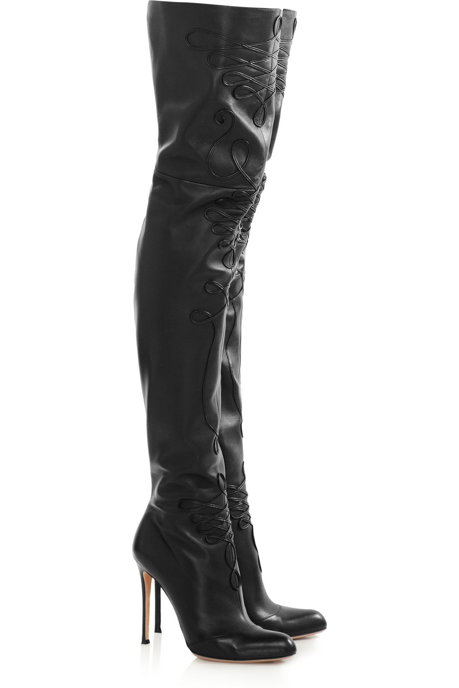 Lyst Altuzarra Embroidered Leather Thigh Boots In Black 2947